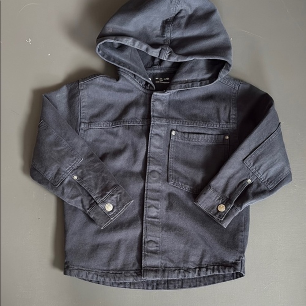 Zara Kids Light Weight Hooded Canvas Jacket - Navy